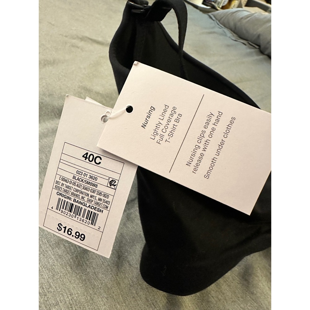 Auden Nursing Lightly Lined Full Coverage T Shirt Bra‎ Black 40C - Picture 5 of 5
